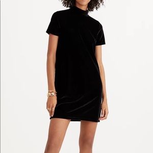 Madewell Black Velvet Mock Neck Dress